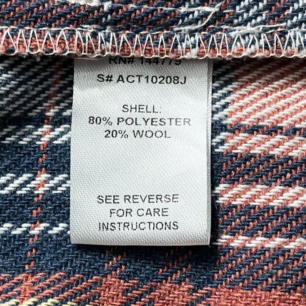 Acoa Wool Blend Oversized Button Up Shacket Shirt Jacket Rust Plaid Size M Basic - Picture 7 of 10